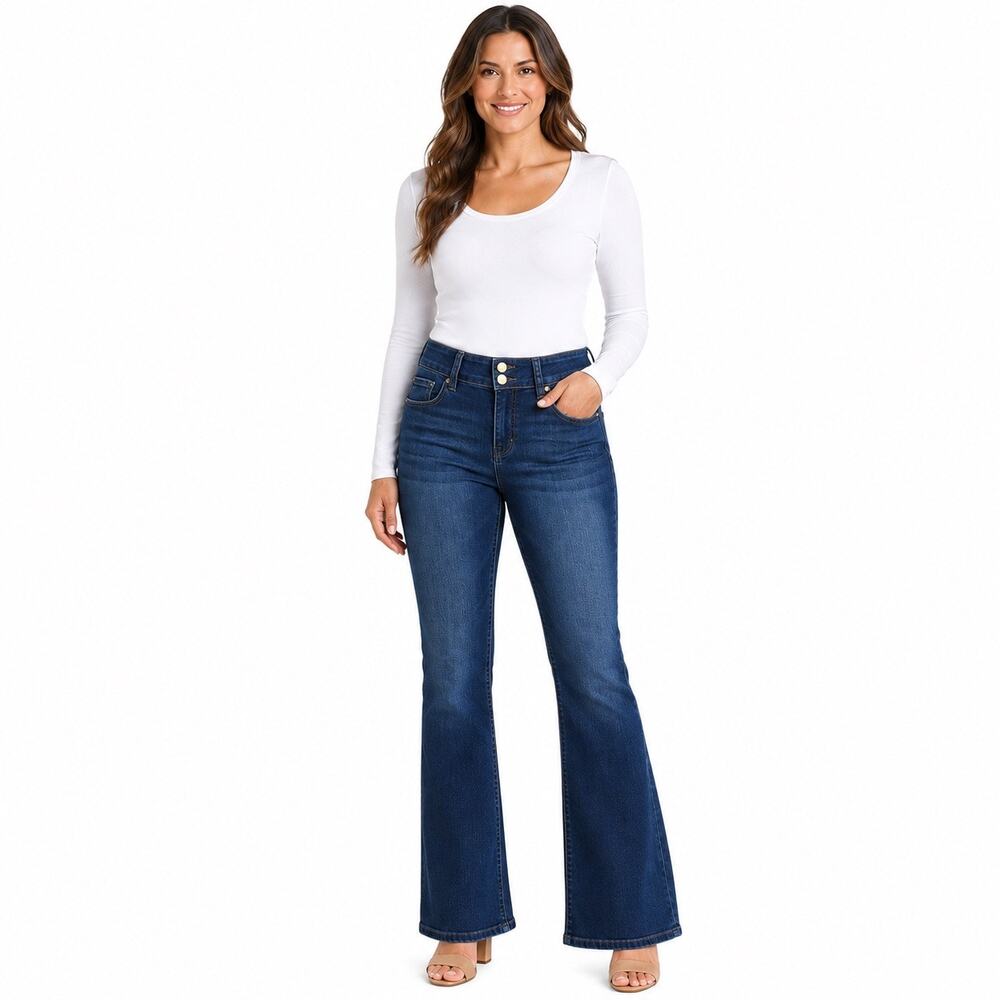 Democracy Women’s Size 12 Bootcut Jeans Dark Blue Stretch Denim